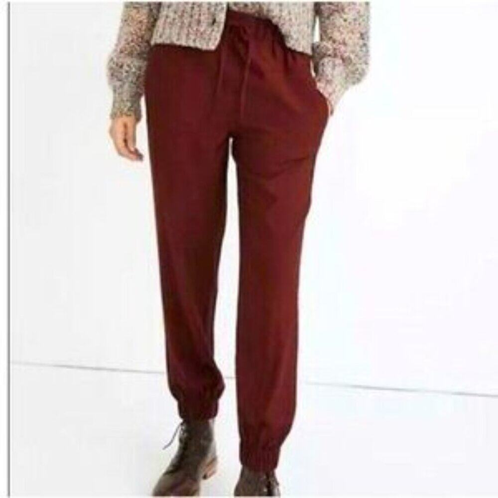 Madewell Drapey Seamed Track Trousers in Merlot Size XXS